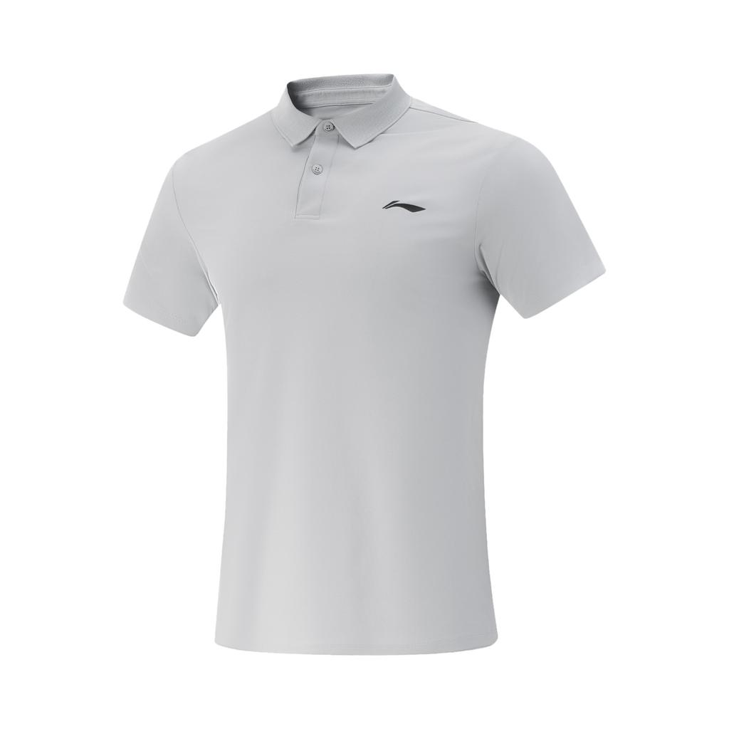 Li-Ning Comfortable Simple Solid Color Quick-Dry Versatile Fashion Short Sleeve Polo Shirt Men Tops Coin-Gray APLV287-7