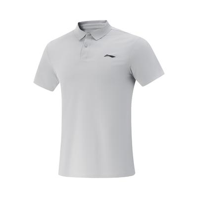 Polo de Manga Curta Confortável Simples Cor Sólida Secagem Rápida Versátil Moda Masculina tops Cinza Moeda APLV287-7