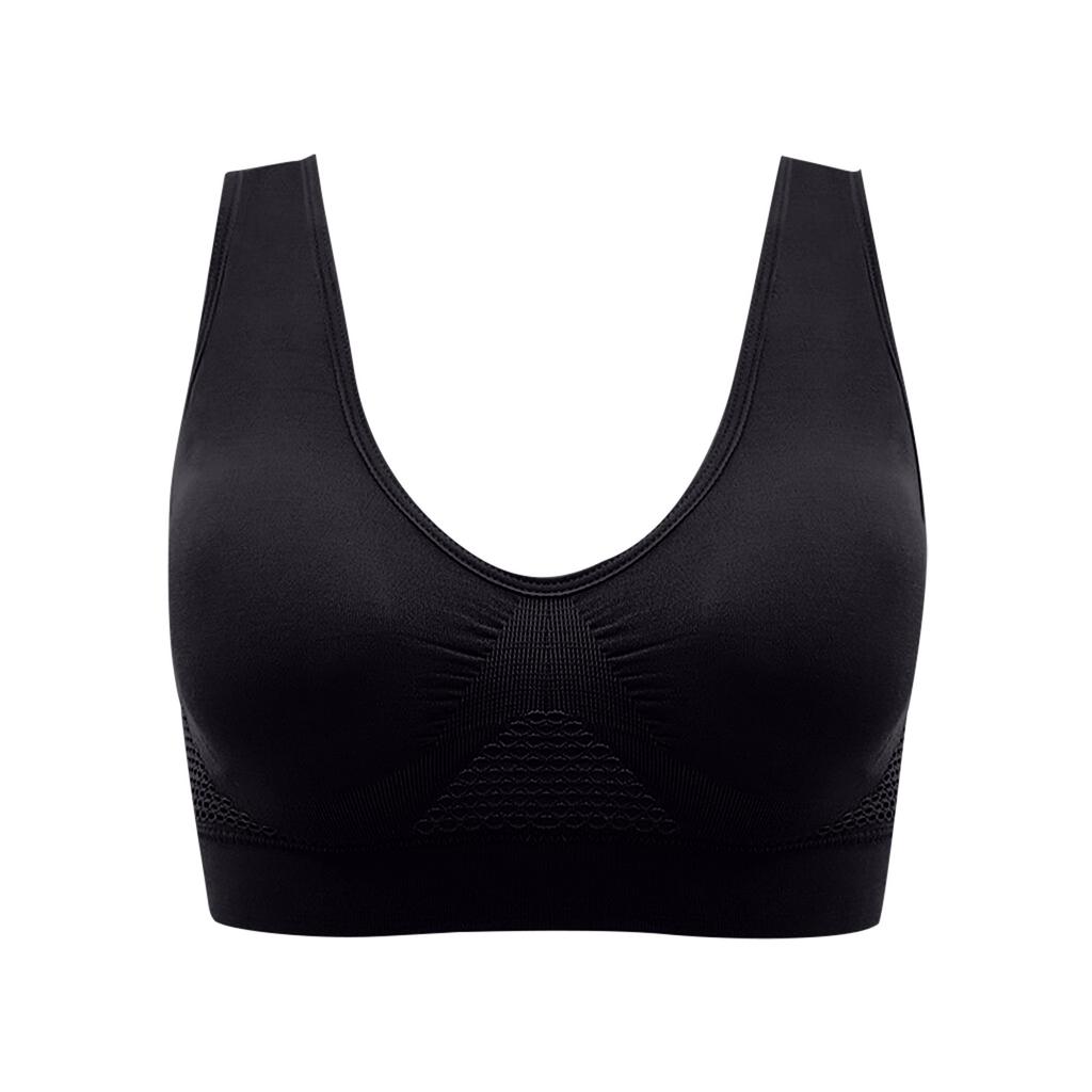 Women's Seamless Breathable Sports Bra Large Size Yoga Workout Top with Hollow Out Ventilation Design Stretch Fabric Support