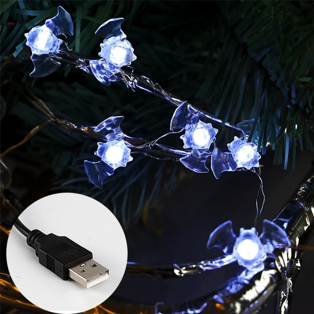 USB Charging Halloween String Lights Luminous Bat Decor Party Decor Pumpkin Lights Indoor Decor 2m 6.6ft-Bat