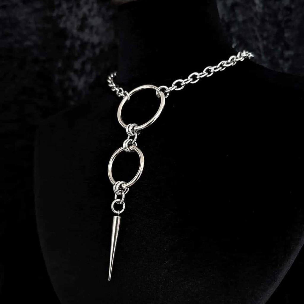 Gothic Steel Chain Necklace With Cross Link For Womens Daily Wear
