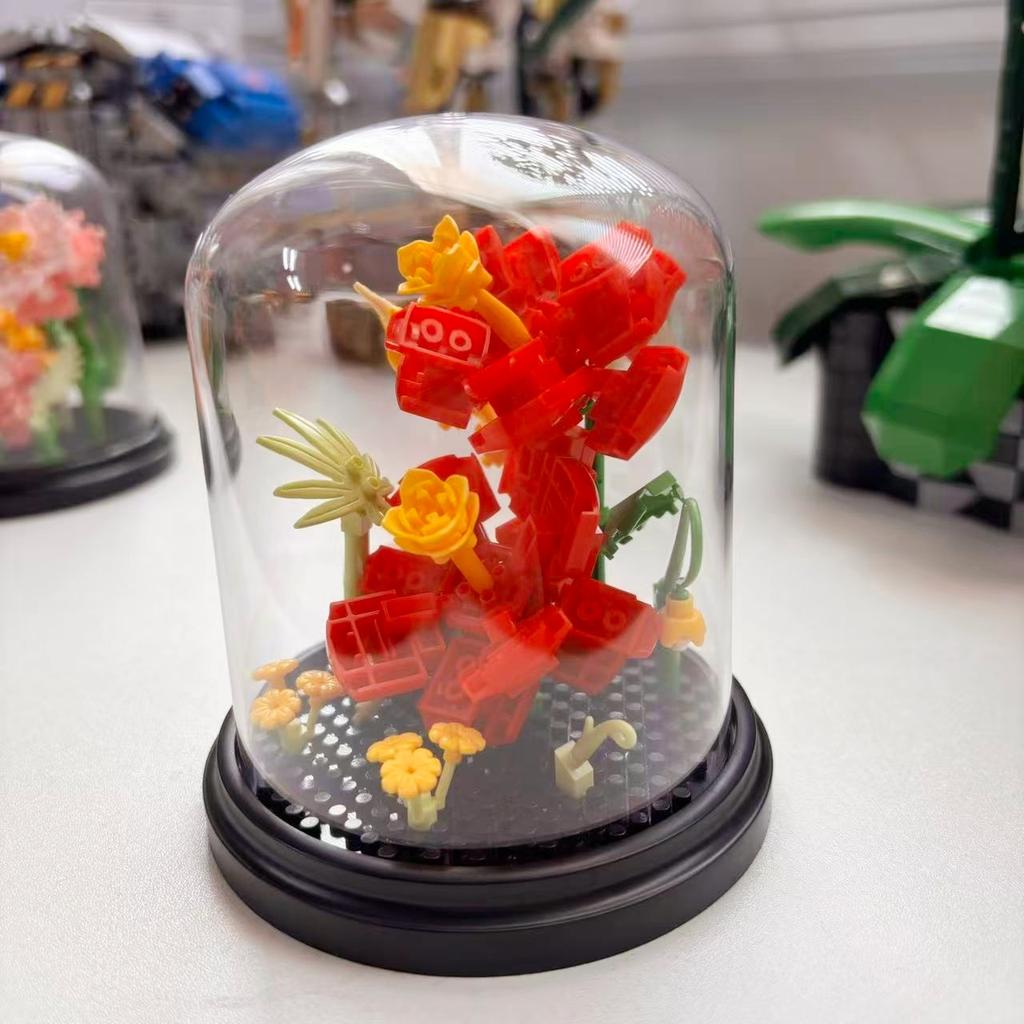 Building Block Rose Flower Desktop Decoration Holiday Gift