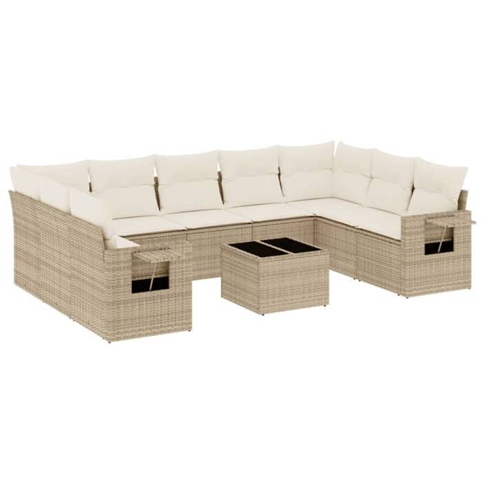 VidaXL Garden Lounge Set with Cushions 10 Pcs, Patio Sofas, Patio Furniture Set, Outdoor Furniture, Beige 3252945