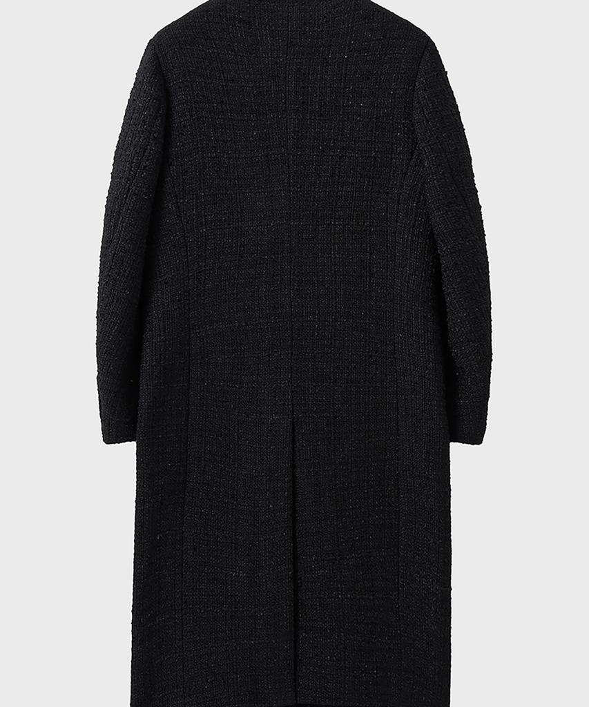 Noirer Fancy Tweed Double-Breasted Coat (Black)
