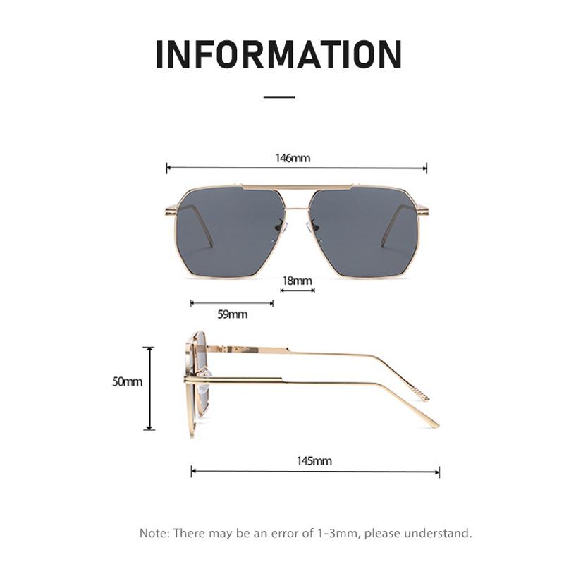 New Fashion Metal Sunglasses New Double-Bridge Retro Eyewear Minimalist Oversized Frames Unisex Classic Driving Shades