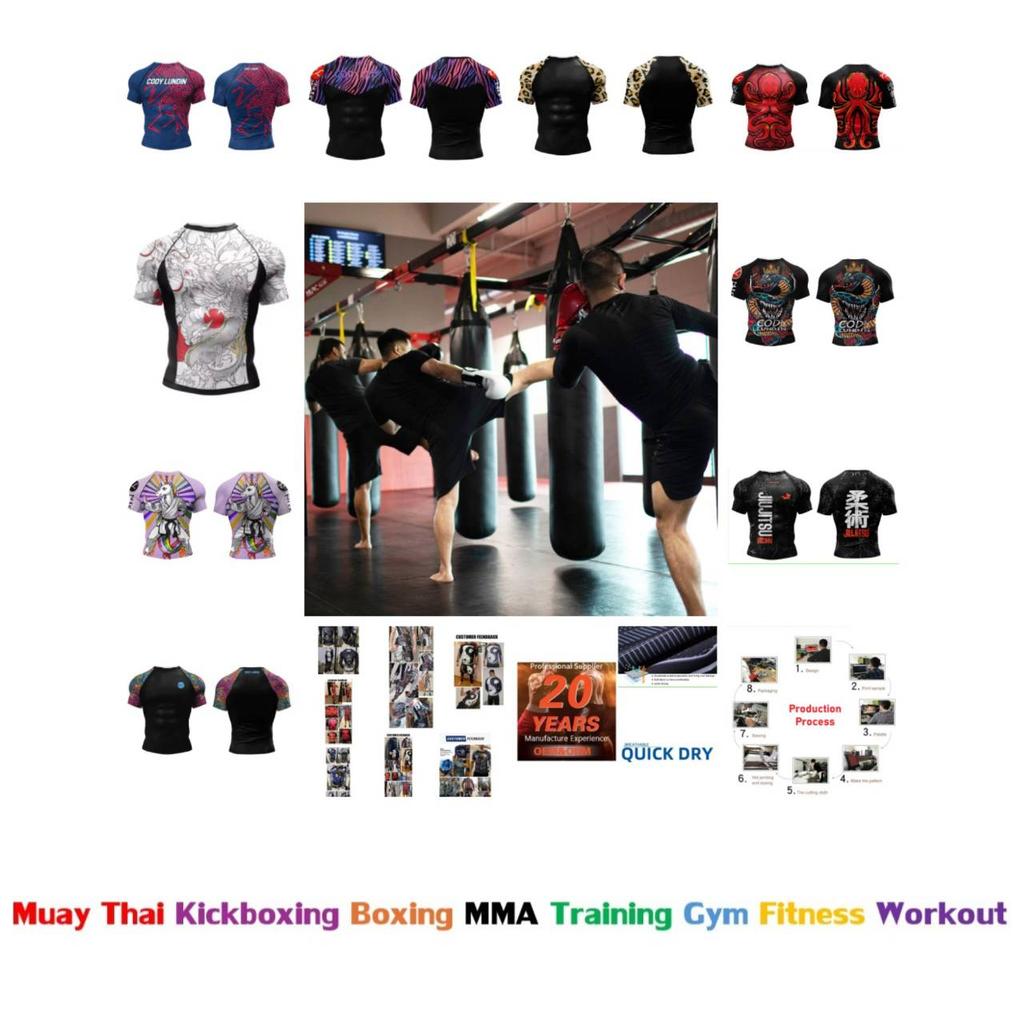 Muay Thai Kickboxing Boxing MMA UFC Shirt Slim Athletic Fit Short Sleeve Round O Neck Unisex Men Women Fitness Workout Quick Dry Print Training Tee