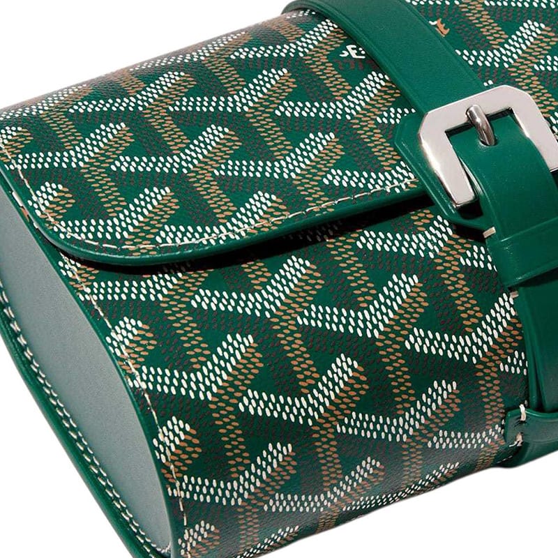 GOYARD VOYAGE DOUBLE Canvas With Leather Storage Bag Unisex Green MONETUMMLTY-09CL09P
