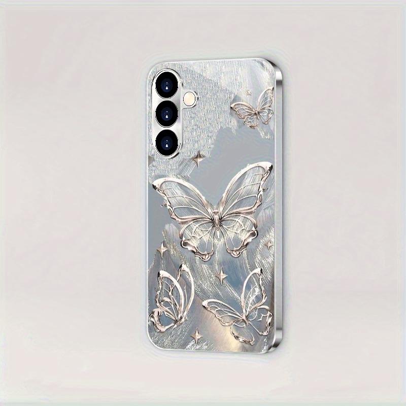 Crystal Butterfly Pattern Glass Phone Case Suitable for Samsung Galaxy S26 S25 S24 S23 S22 S2 FE/Ultra/Plus Anti Drop Back Cover
