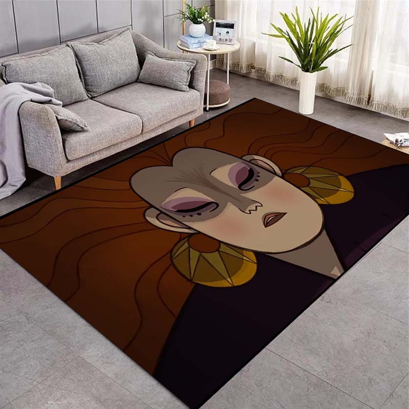 Wolfwalkers Cartoon Girl Owl Anti-slip Flannel Rug Fantasy Anime Floor Doormat Soft Carpet Bedroom Living Room Gift For Movie Fans