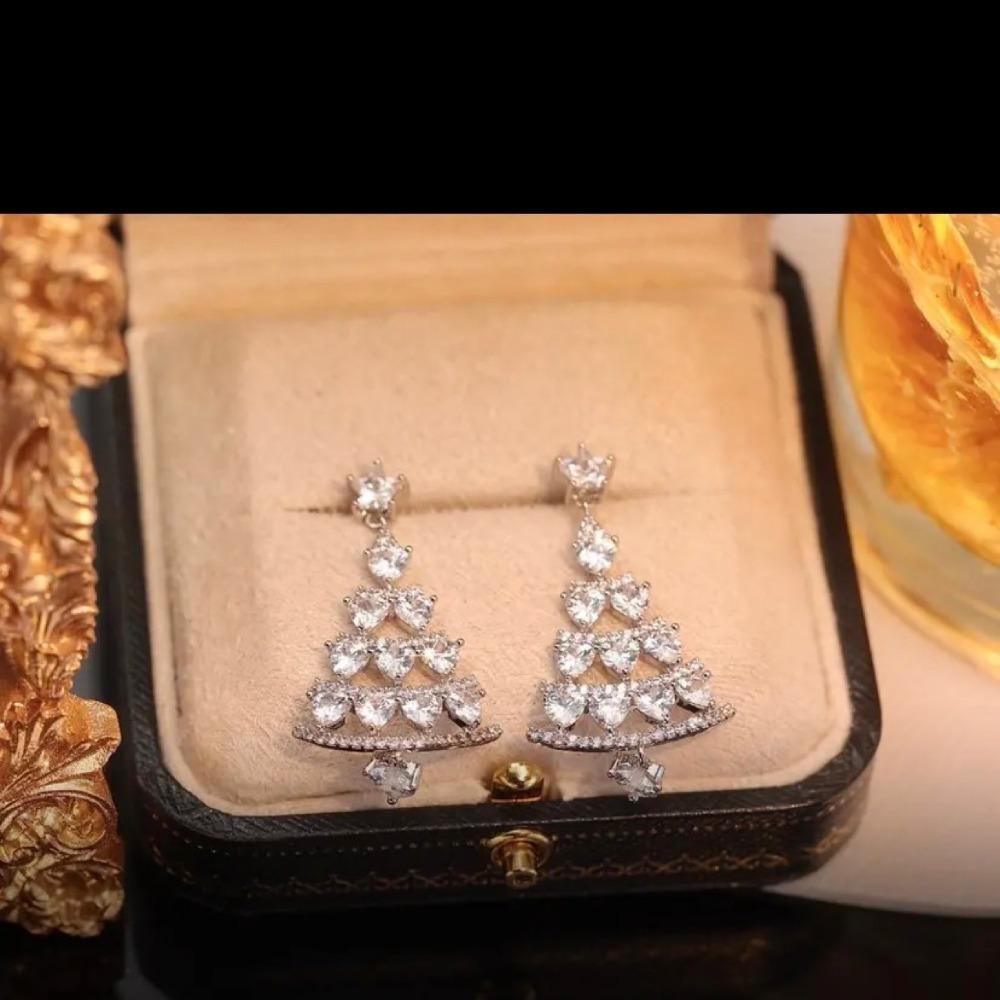 Alloy Xmas Tree Earrings Pendant Ear Studs Fashion Stud Earrings  Women