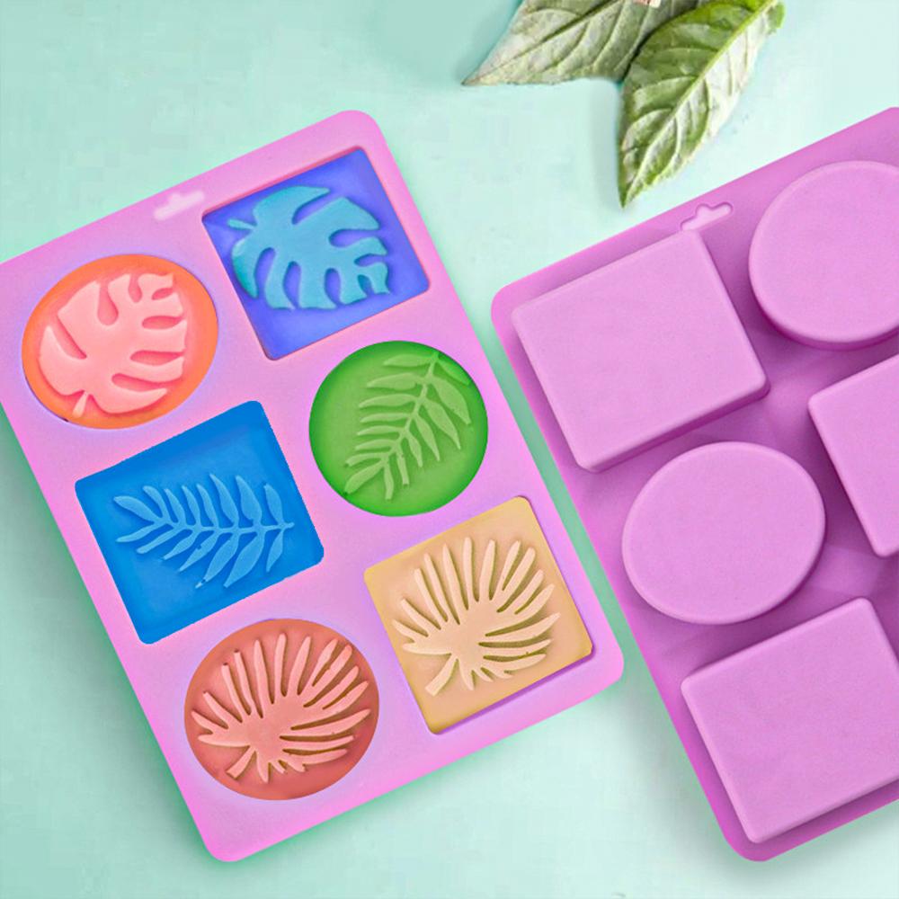 6 Cavity Oval/Square Leaf Shaped Silicone Soap Mold DIY Handmade Essential Oil Soap Making Supplies Mould Chocolate Cake Molds