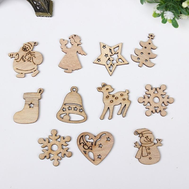 100 pezzi/set di trucioli di legno di Natale
