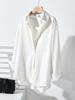 Women's White Non-Iron Wrinkle-Free Shirt Jacket - Plus Size, Loose Fit, Simple Commute Style for Spring and Autumn 2026