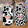 Cow Print Phone Case For iPhone 16,15,14,13,12,11,Pro,XS,Max,Plus,Mini,SE4,E White Matte Shockproof Cover