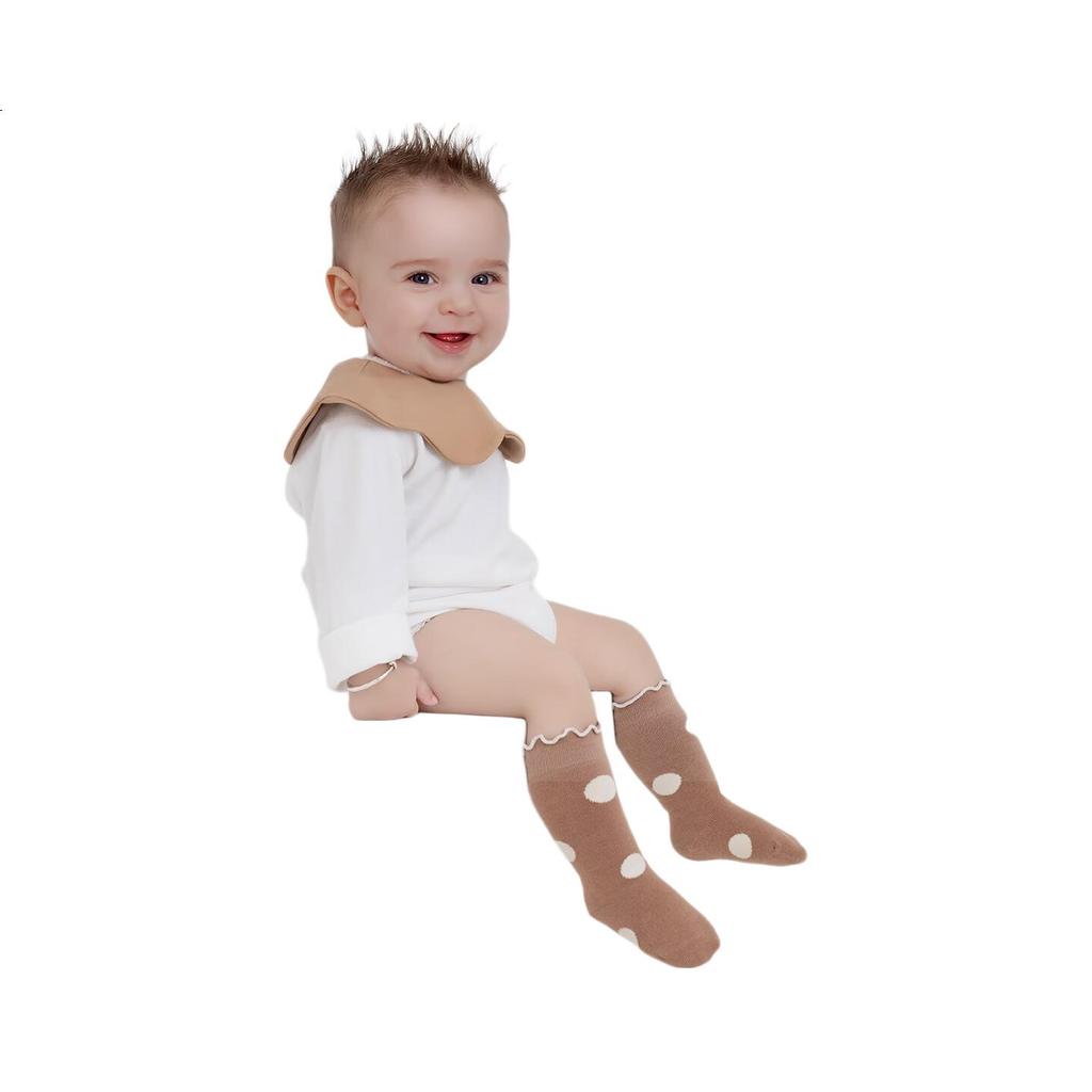 Growth Baby Socks Spring and Autumn Pure Cotton Seamless 0-3 Months Newborn Autumn Lace Cuff Non-Restrictive Long Tube Socks