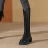 Fleece boots women's winter heightening thin boots women's knight boots thick heel retro boots women's fleece heightening