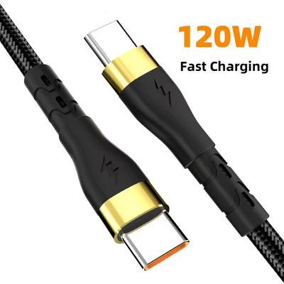 120W 6A USB C Cable Fast Charging For iPhone USB C To USB Type C Cable For Samsung Xiaomi Realme Phone Charger C To C Data Cord