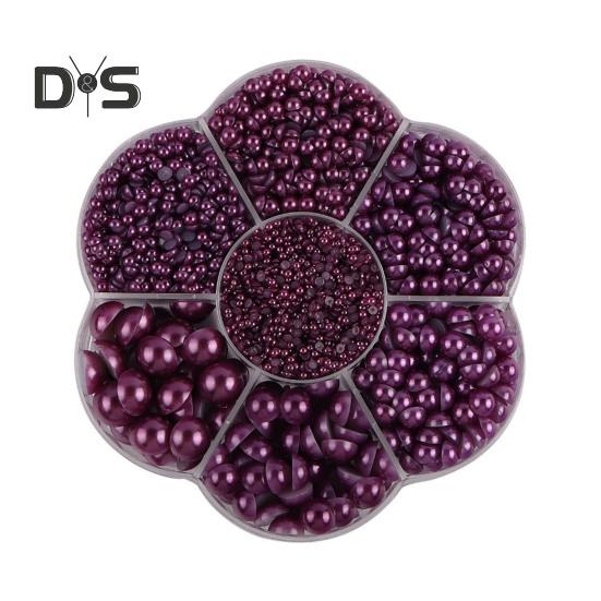 5600 Pcs Half Round Faux Pearls Flat Back Beads Bulk with Storage Box Assorted Sizes Fake Pearl Beads for Crafting DIY Nail Art Phone Decoration