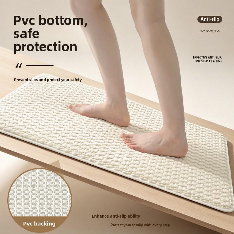 Corduroy Sponge Bath Mat, Soft Rebound Particle Plush Bathroom Rug, Comfortable Absorbent Non Slip Floor Mat