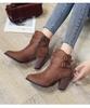 Große Größe Herbst und Winter Neue Matte schuhe Stiefel frauen Gürtel Schnalle Dicken Absatz Stiefeletten