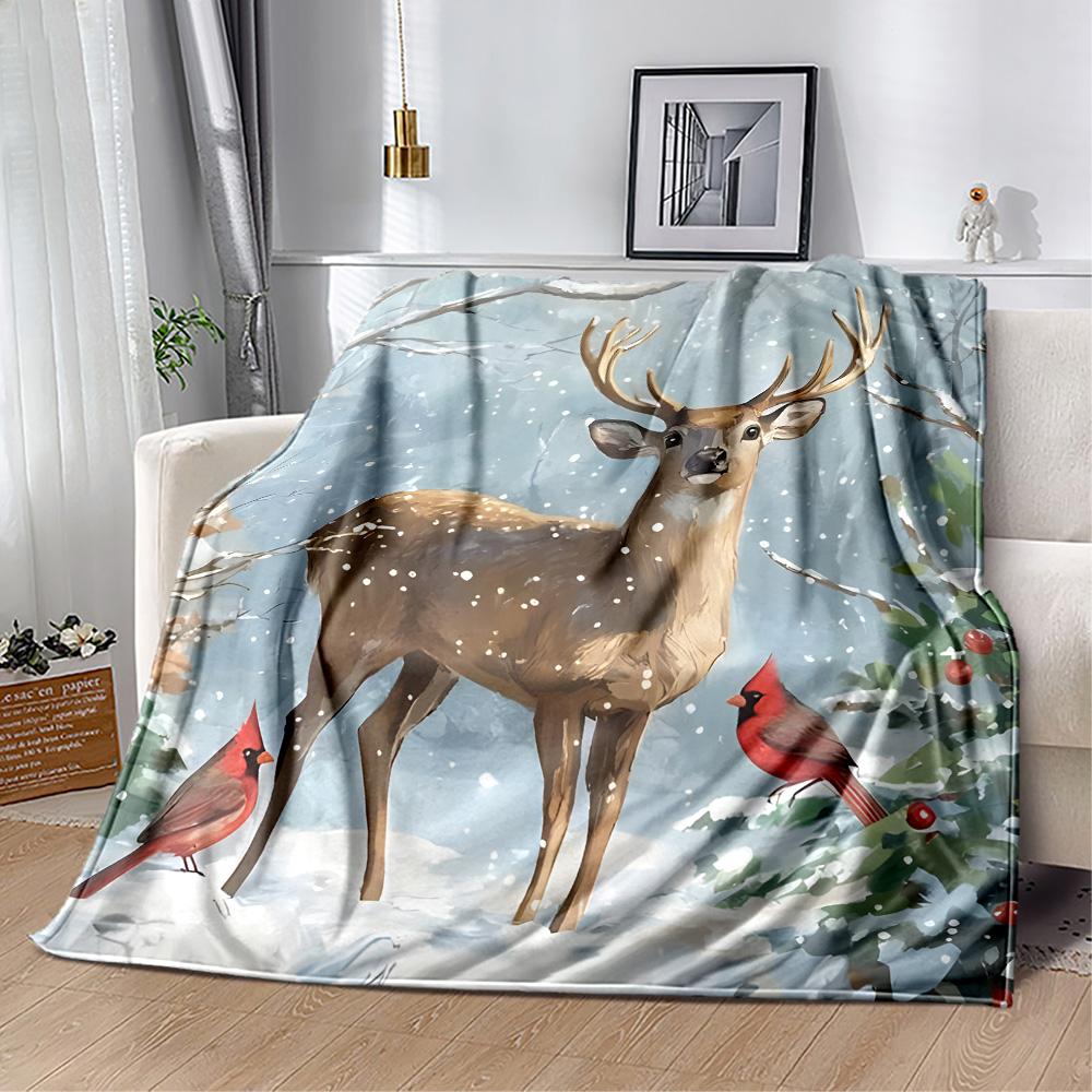 Vintage Flanelowy Koc z Wzorem Kwiatowym i Zwierzęcym - Miękki i Odpowiedni do Sof, Łóżek, Biur, Podróży, na Wszystkie Pory Roku oraz Świetny Prezent Świąteczny.