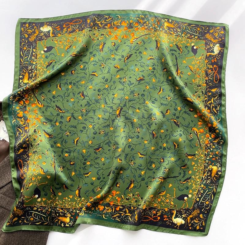 New SpringAutumn 100% Silk Small Square Scarf For Women Printed Decorative Silk Shawl 65Cm Bandana Head Scarves