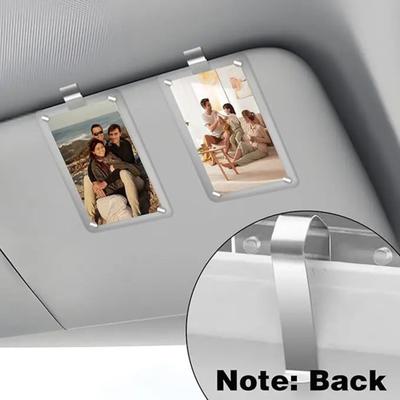 Car Visor Photo Frame Clear Acrylic Photo Holder Clip-on Car Interior Picture Frame Fits Most Visors for Kids Family Photos Couple Keepsake