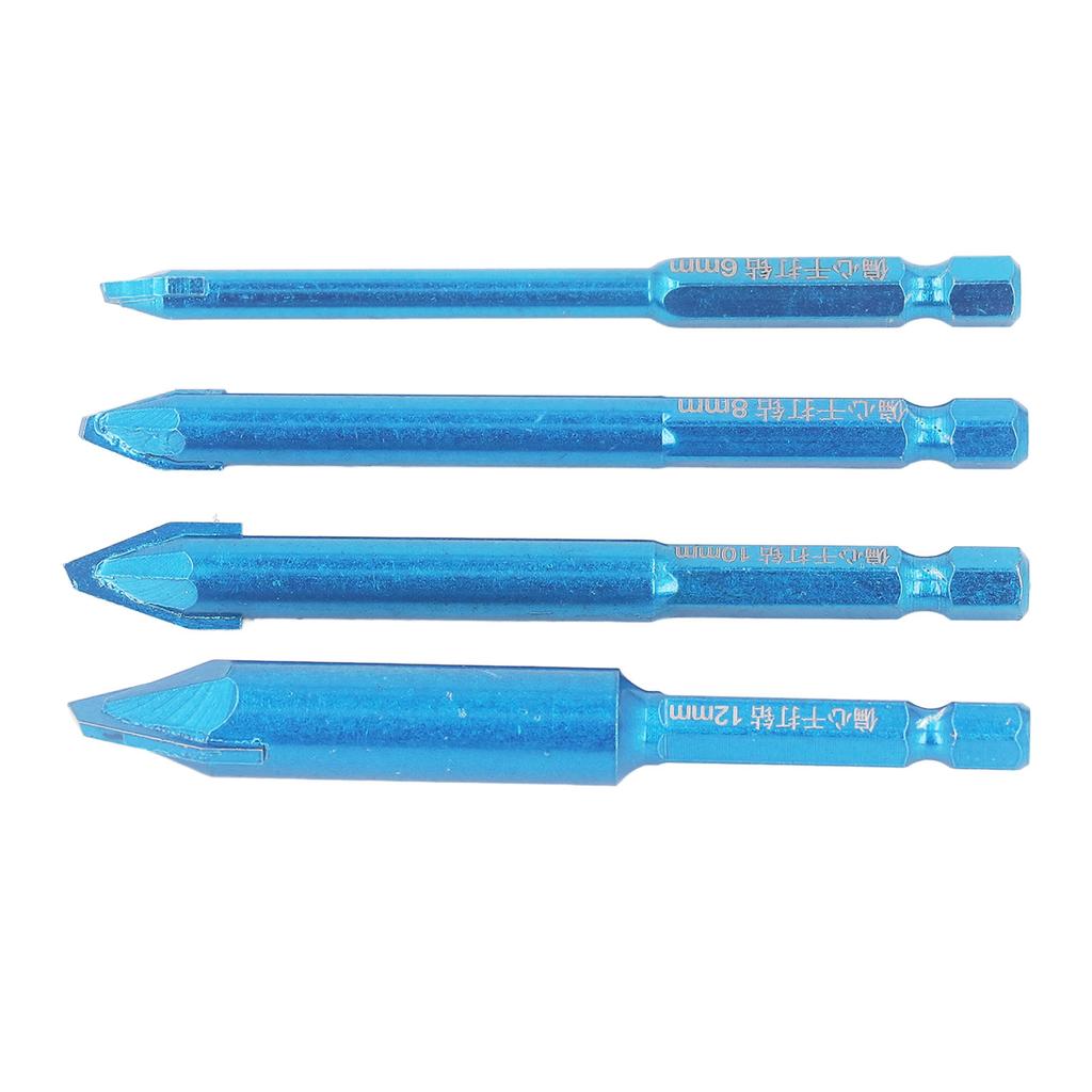 4-teiliges Set Mauerbohrer Multifunktional Blaue Farbe Glasbohrer für Beton Glas Marmor