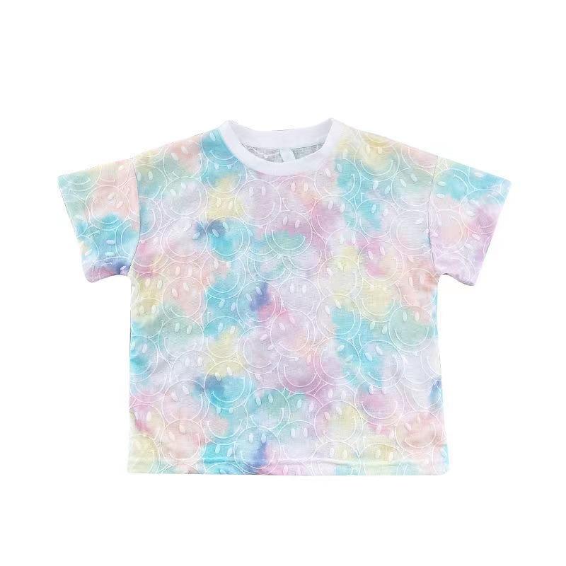 Girls Summer Short Sleeve Tie Dye T Shirt Trendy Top for Toddlers and Kids