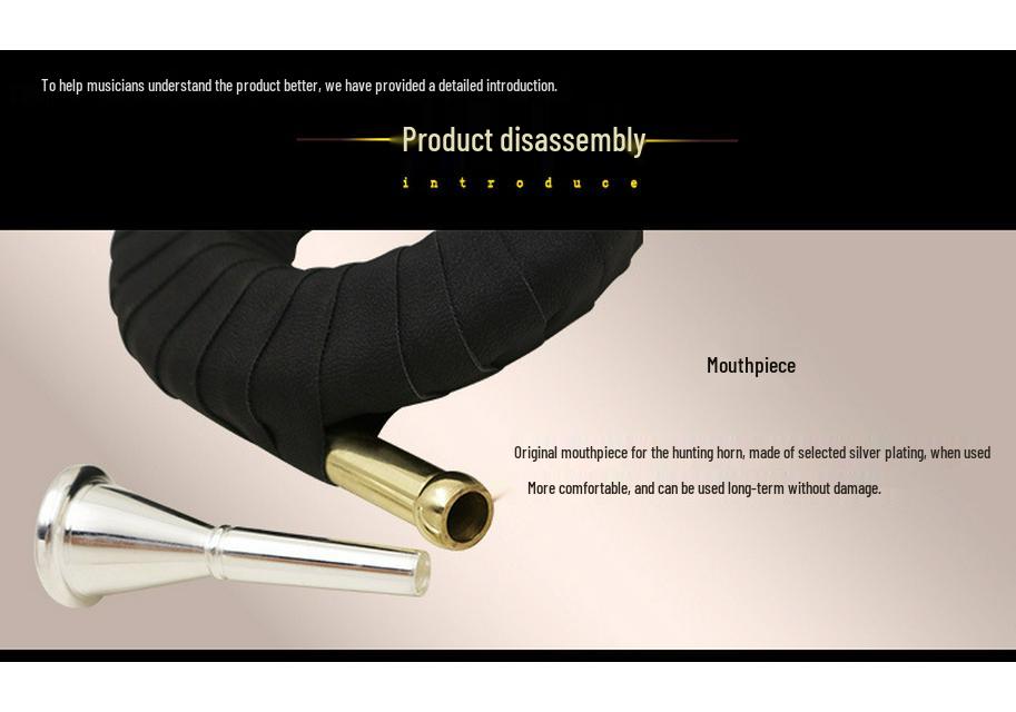 Brass B-flat French Horn Set: Gold Mini Horn with Stand