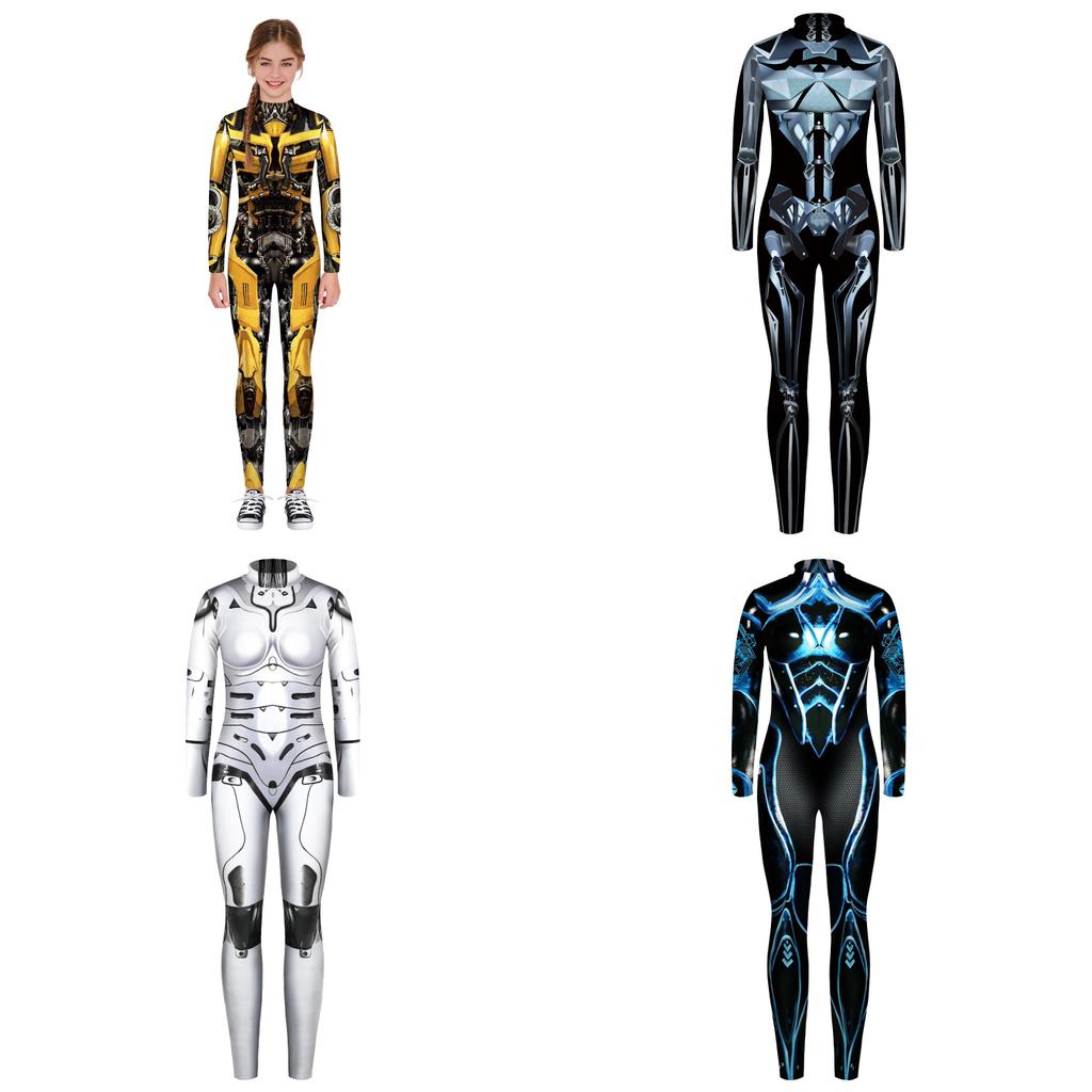 Slim Fit Halloween Cosplay Jumpsuit Bodysuit With 3d Armor Print