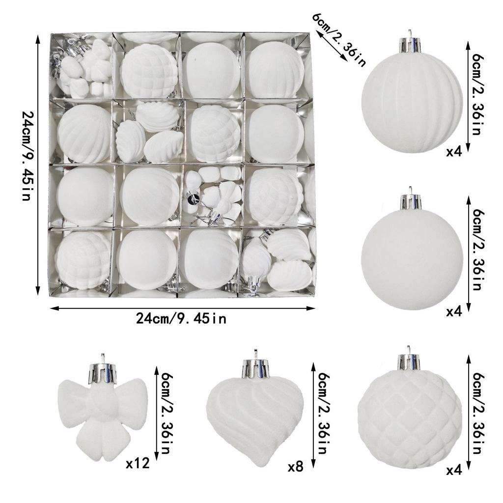Buntes 6cm Unregelmäßiges Samt Beflocktes Weihnachtsschmuck Set (16 Stück)