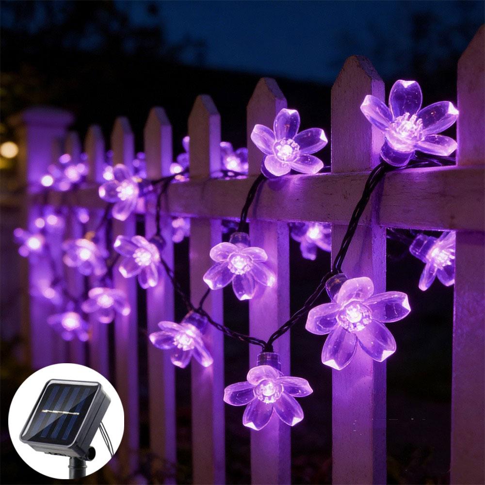 Xiaomi 5/7/12M Solar Fairy String Light Sakura Garlands Peach Flower CherryLED Lamp for Wedding Party Garden Christmas Outdoor Decor