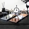 Retro Square Tissue Holder Creative European Style Arch Bridge Napkin Dispenser Light Luxury with Handle Aluminum Napkin Stand