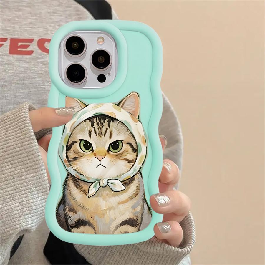 Soft Phone Cover Case for iPhone 16 Pro Max 8 12 13 17 Air 14 15 Plus XR 11 Cartoon Cat