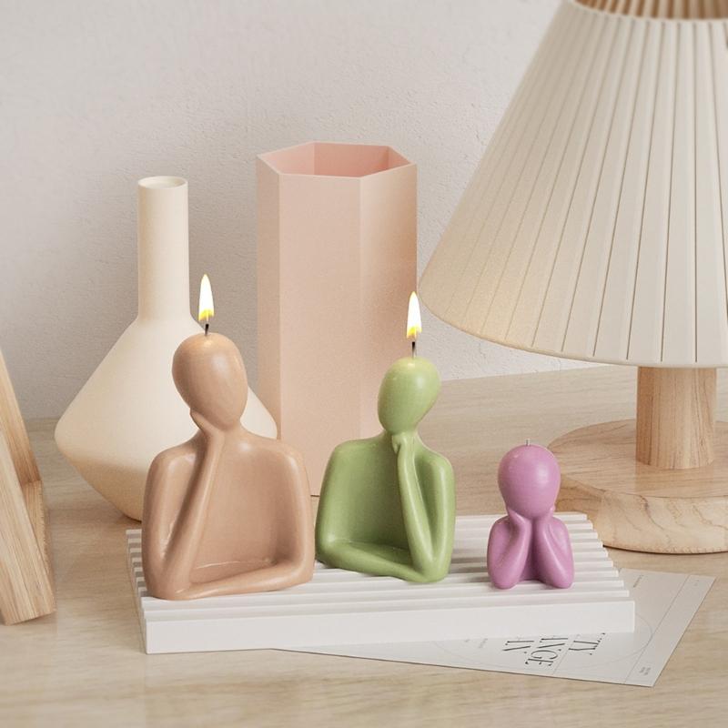 Candle Moulds Figurine Crafts Moulds Hand-making Tools Support Cheek Human Shaped Non-stick Silicone Material for DIY