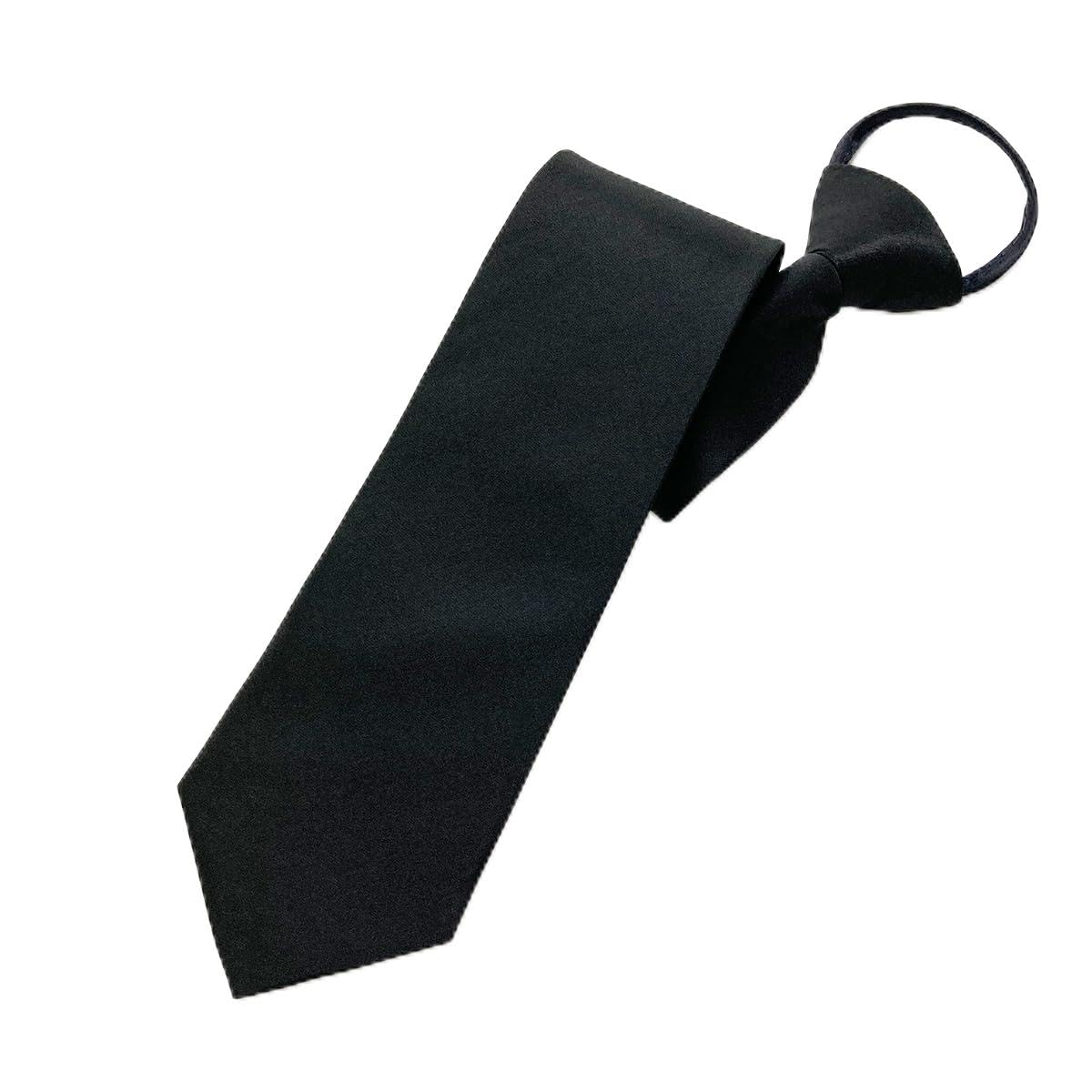 

[KASSAI] One-touch tie, black, 10-second attachment, zip-type, easy to tie, no-tie tie, for formal occasions (A (matte))