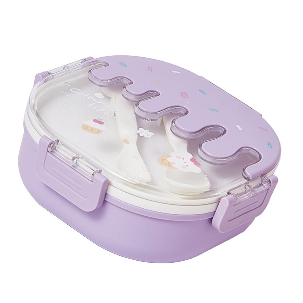Bento Lunch Box for Kids Adults 3 Compartment Plastic Cute Ice Cream Lunch Snack Containers with