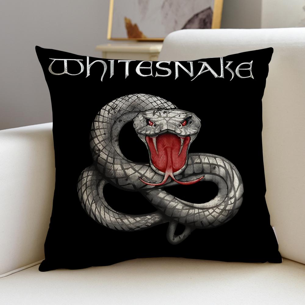 Rock WWhitesnakeS Cushion Cover Breathable and Skinfriendly Linen Pillowcase Square Removable and Washable Cushion