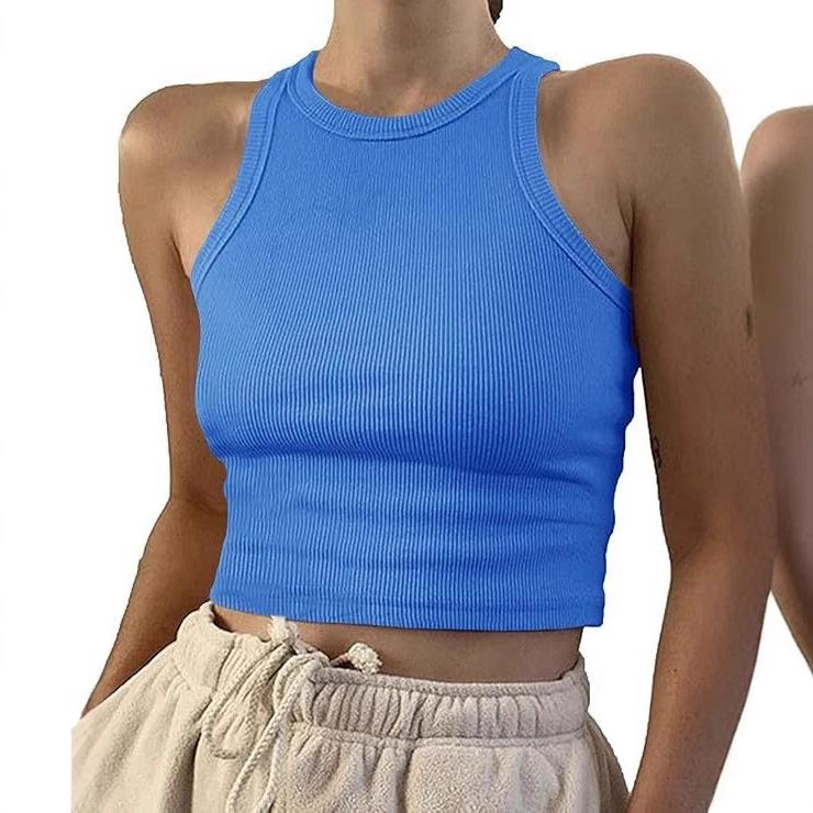 European & American Women's Spring/Summer Ribbed Sleeveless T-shirt Vest