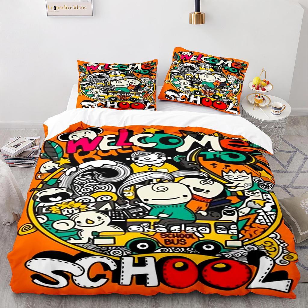 Digital Printing Three-Piece Hip Hop Graffiti Size Quilt Cover 3D