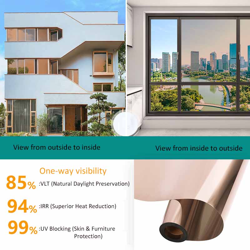 Siltumizolācijas logs Privātuma plēve pret atspīdumu vienvirziena spogulis saules plēve Mājas veikala logi UV bloķēšana