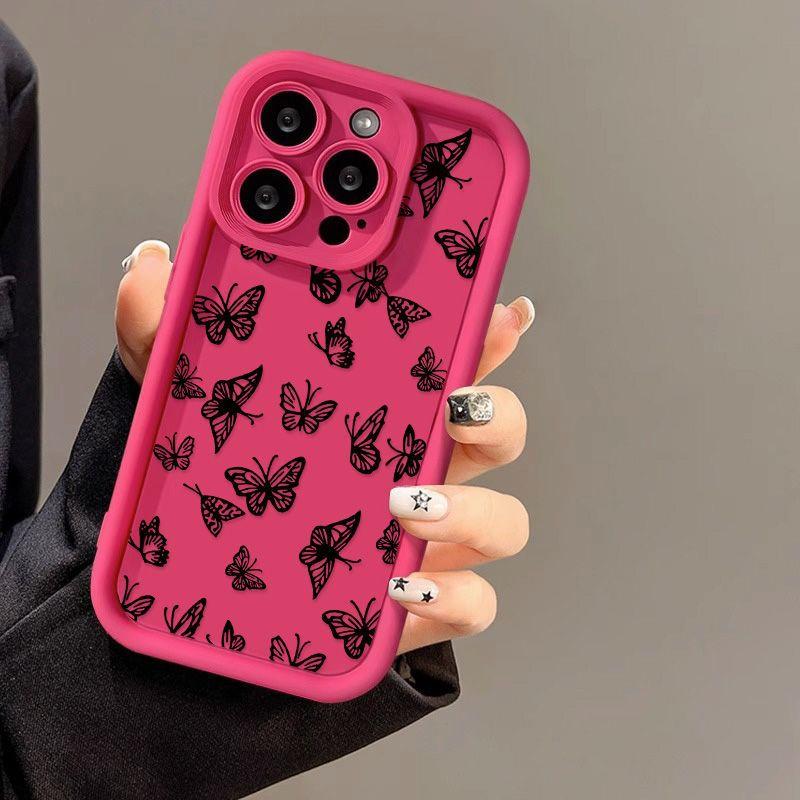Black Line Butterfly for iPhone17PorMax Mobile Phone Case 14 Apple 13 Matte 12/15 Premium 11