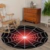 Spider webeffect round rug horror theme living room floor mat red blackdesign anti slip indoor carpet for Halloween or game room