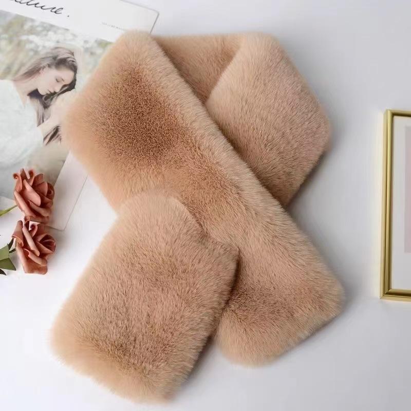 Women's Stylish Winter Faux Mink Rabbit Fur Scarf - Versatile, Thick & Warm Neck Warmer