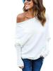 European & American Fall/Winter Sexy Off-Shoulder Batwing Sleeve Knitted Sweater for Women