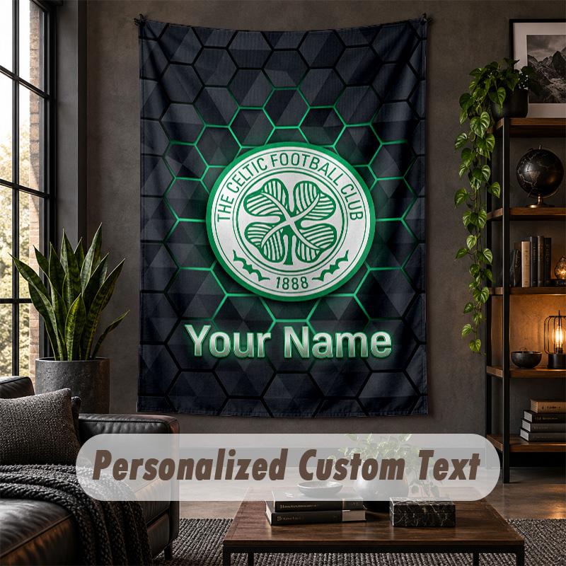 Wandbehang Celtic FC Druck Benutzerdefinierter Name Text Wandbehang Heimdekoration