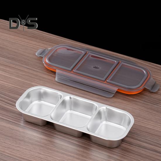 Snack Container with Lids Leak-Proof Bento Box Reusable Condiment Box 2/3 Compartments Sauce Cups Divided Food Storage Containers for School Travel