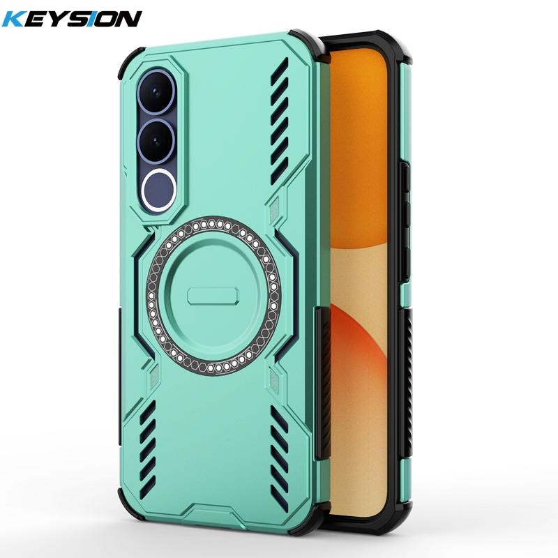 KEYSION Hollow Heat Dissipation Case for VIVO V70 FE Soft Silicone+PC Magnetic Cooling Shockproof Phone Cover for VIVO V70 FE 5G