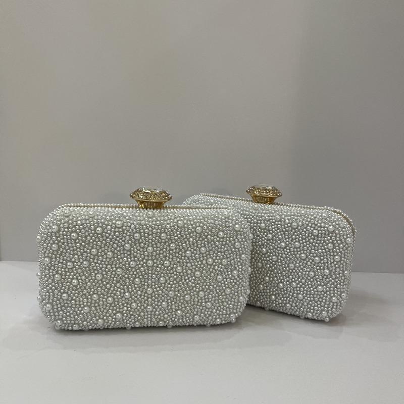

Pearl Dinner Bag Bridesmaid Lock Women s Shoulder Bag Crossbody Small Square Bag Bridal Evening Bag Suitable for Parties білий